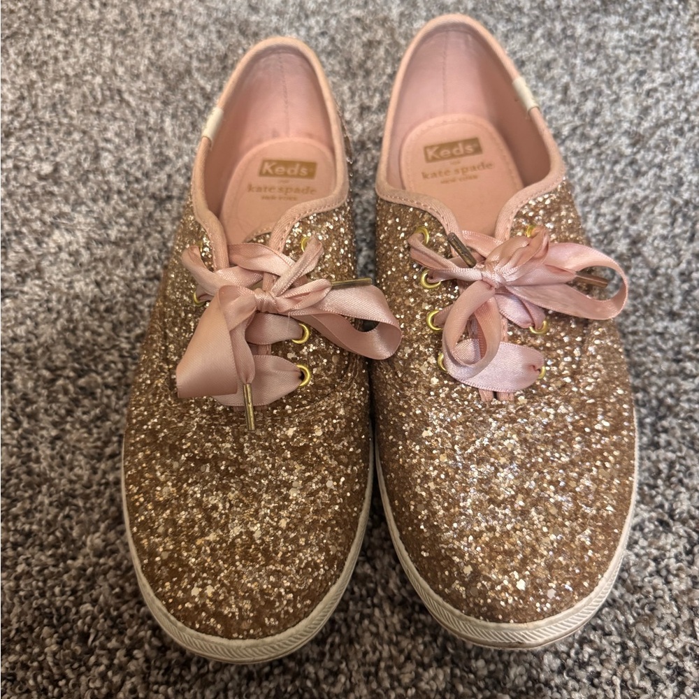 Keds Glitter Sneakers with Pink Laces